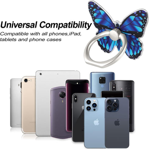 Multi-Function Mounts and Holder Three Pack Blue&Yellow&Pink Butterfly Metal Phone Ring Stand for Cellphones&Tablets...