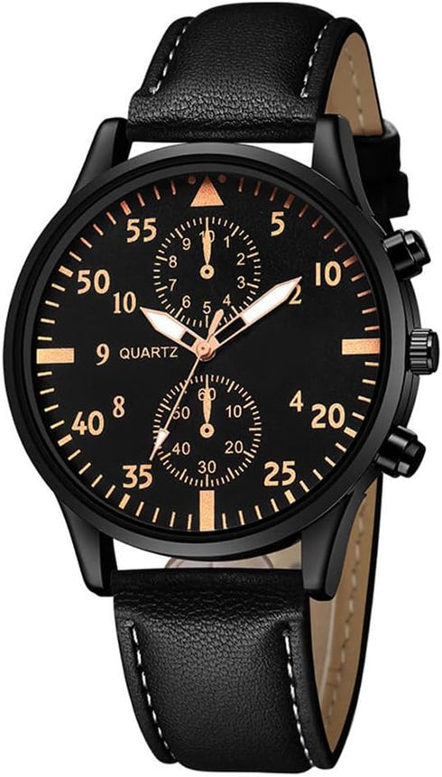 Men Watches Casual Business Chronograph Wristwatch Leather Strap Analog Quartz Watches for Men...