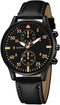 Men Watches Casual Business Chronograph Wristwatch Leather Strap Analog Quartz Watches for Men...