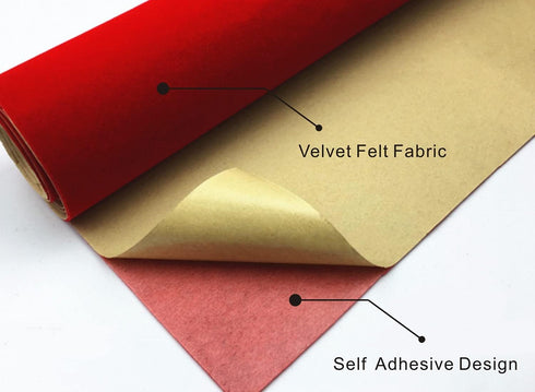 COLOURFUL US Red Self Adhesive Velvet Fabric Sticky Felt Sheets for Art & Crafts, Jewelry Box, Drawer Liners- 2PCS x (17.3 inch x 39.3 inch)...