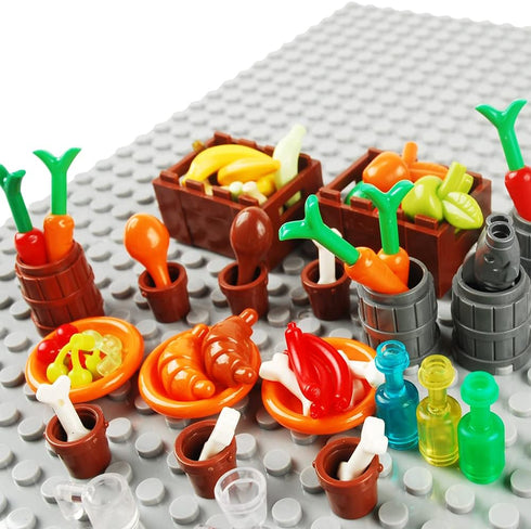 280pcs Food Building Blocks Kitchen Sencery Accessories Food Set Building Bricks Kit DIY Building Set Compatible All Major Brands...