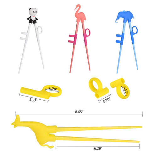 Training Chopsticks, Cute Animal Shape Easy to Use Learning Chopsticks for Kids With attachable for Right or Left Handed Child Adults Beginners (4...