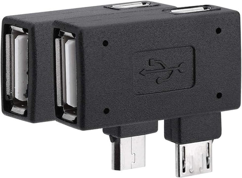 Zerone 2Pcs 90 Degree Left & Right Angled Micro USB 2.0 OTG Host Adapter, Female to Male Micro OTG Adapter with USB Electricity Supply Port...