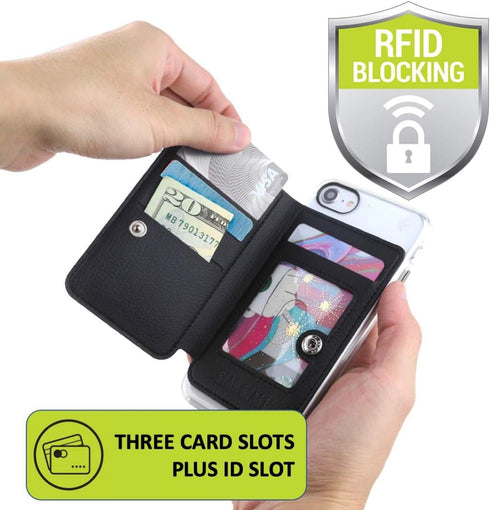 Cell Phone Wallet for Back of Phone, Stick On Wallet Credit Card ID Holder with RFID Protection Compatible with iPhone, Galaxy & Most Smartphones ...
