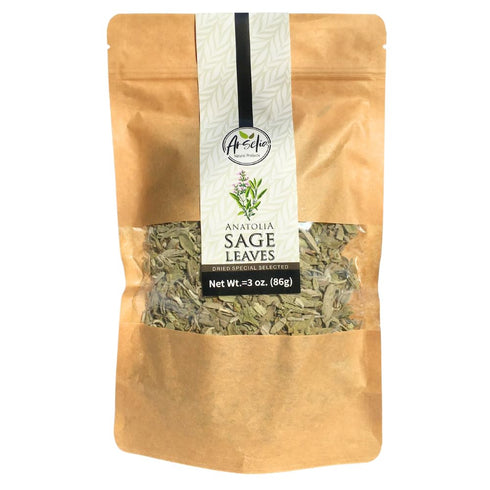 Arselia Dried Sage Leaves | Premium Wild Sage | Whole Sage Spices | Meditteranean Sage Leaf | Sage Tea | Cooking & Smudge Sage | All Green 3 ounce...