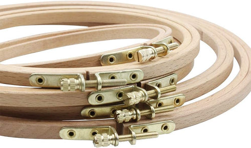 5PCS Wooden Embroidery Hoop Set, Beech Wood Cross Stitch Hoops from 5 to 9 Inches, Adjustable Round Embroidery Frames for DIY Needlework, Hand Sew...