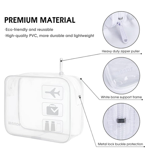 TSA Approved Clear Travel Toiletry Bag wih Zippers Carry-on Travel Accessories Quart Size Toiletries Cosmetic Pouch Makeup Bags for Men and Women ...