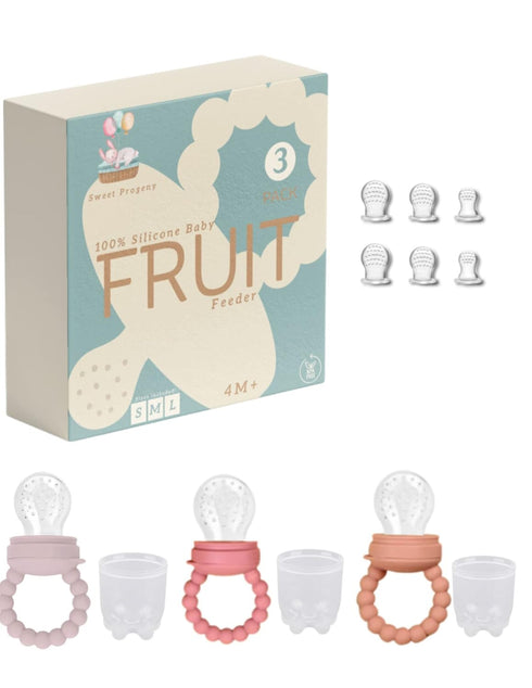 Fruit Feeder Set (Pinkberry) (3 Pack) Infant Fresh Fruit Silicon Feeder Pacifier Teether BPA Free 3 Feeders Included with Extra Silicone sac's and...