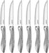 Steak Knives Set of 6, Stainless Steel Serrated Sharp Blade Steak Knife Set, Hammered Pattern Handle,4.5 In,For Kitchen Restaurant Tableware, Dish...