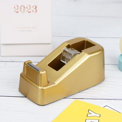 Buqoo Gold Desk Tape Dispenser 1-Inch Core Roller Tape Holder Cute Desktop Tape Cutter for School, Office Supplies (GT-1)...