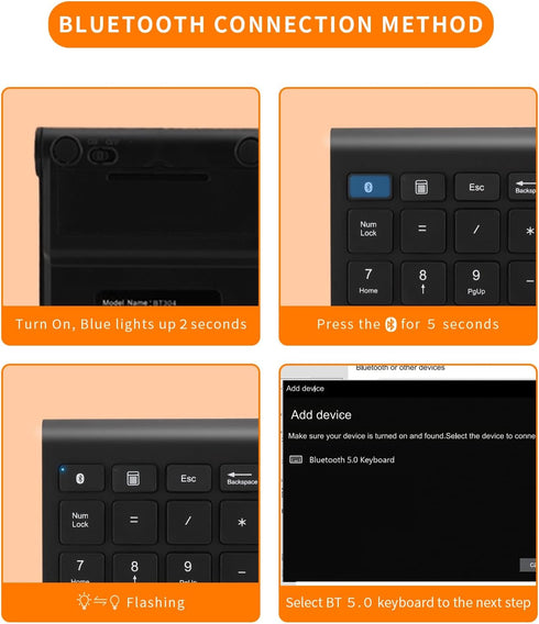 Gugxiom Bluetooth Number Pad,22 Keys Portable Mini Financial Accounting Numeric Keypad?Bluetooth 5.0 10 Key Numeric Keypad for Laptop/Desktop/PC/N...