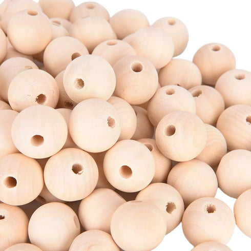 Round Natural Wood Beads Wooden Spacer Loose Beads for Jewelry Hair Accessories Garland Making DreamCatchers DIY Craft Supplies (30mm 50pcs)...