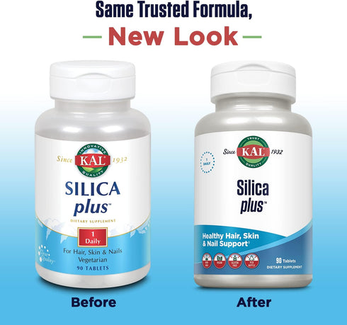 KAL Silica Plus, Silica Gel with Horsetail Extract, Healthy Hair, Skin & Nails Support, Maximum Absorption, Vibrant Hair, Glowing Skin Supplement,...