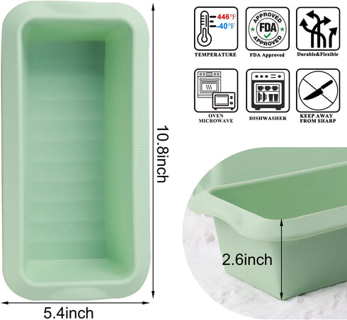 Silicone Bread Loaf Pans (2 Pack) - Nonstick Silicone Baking Mold for Homemade Bread, Brownies and Pound Cakes QLG0112-10.8x5.4x2.6 inch...