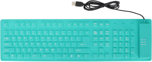 ASHATA Foldable Silicone Keyboard USB Wired Keyboard Mute Waterproof Rollup Keyboard for PC Laptop Notebook, 2 Color, 108 Keys(Green)...