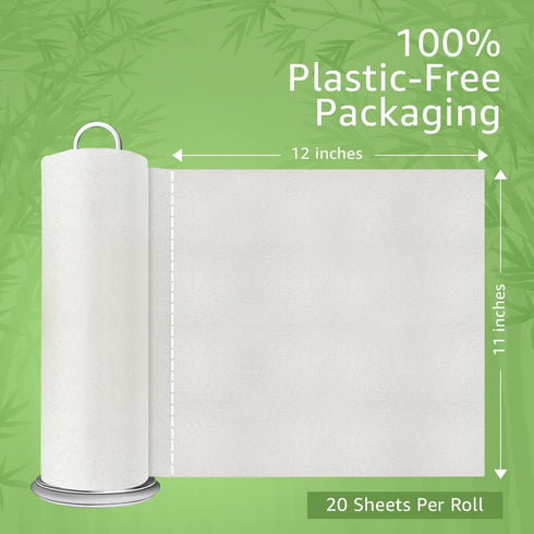 6 Rolls of Bamboo Reusable Paper Towels - Heavy Duty & Super Absorbent | Durable, Ecofriendly Machine Washable Paper Towels | 100% Rayon Derived F...