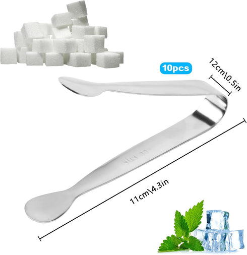 10 Pcs Small Tongs for Serving Food, 4.3" Stainless Steel Kitchen Tiny Mini Tongs, Small Serving Tongs, Ice Tongs, Sugar Cube Tongs for Tea Party ...