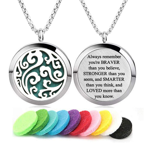Aromatherapy Essential Oil Diffuser Necklace Cloud Pattern Stainless Steel Locket Pendant...