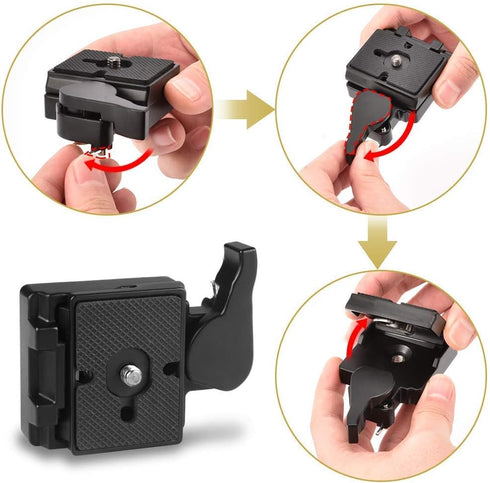 UTEBIT 323 RC2 Quick Release Plate, Metal Rapid Adapter with 1/4" and 3/8" Camera Screw Tripod Mount Plate Fit for Manfrotto 200PL-14 Ball Head Tr...