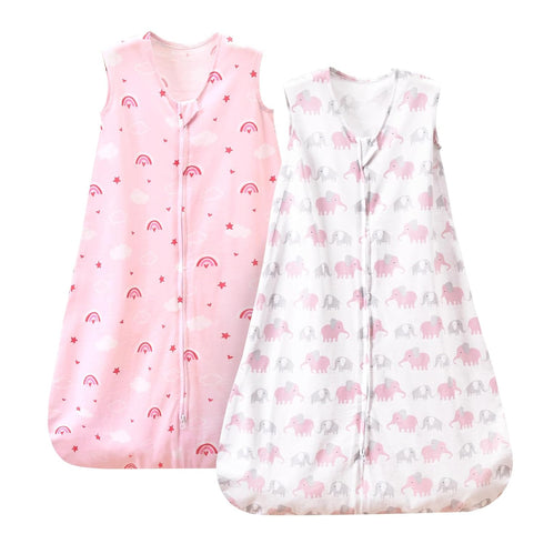 PHF 100% Cotton Baby Sleep Sack, 0-6 Months Baby Wearable Blanket, 2-Way Zipper Infant Sleeping Sack for Baby Boys Girls, 2 Pack Comfy Small Size ...
