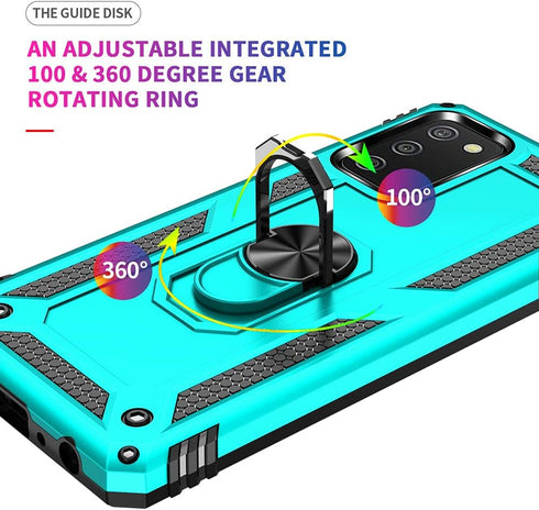 for Samsung A02s Case, Galaxy A02s Case with HD Screen Protector, Military-Grade Ring Kickstand Holder Car Mount 15ft Drop Tested Shockproof Cover...