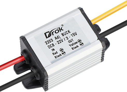 DROK 5V DC Converter, 2pcs Waterproof DC Buck Converter 8V-22V 12 V Step Down to 3V-15V 6V 9V 3A Adjustable Power Supply Voltage Regulator Module...