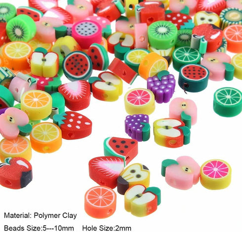 100pcs Mixed Fruit Polymer Clay Spacer Beads for Women Jewelry Making DIY Bracelet Necklace Hair Clip Accessories (Fruit)...