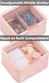 Tecbeauty Qtips Storage Organizer - 2-Grid Dispenser with Hinged Lids for Swabs, Balls, Pads, Pink...