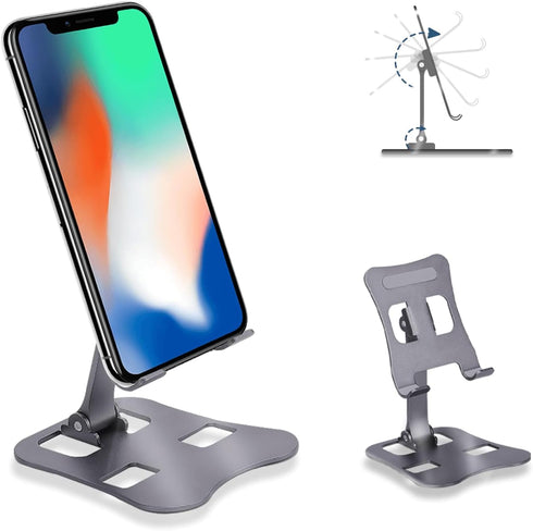 Foldable Cell Phone Stand, Aluminum Desktop Stand with Adjustable View Angle, Upgraded Desk Ultra Stable Phone Stand, Compatible with iPhone 14 13...