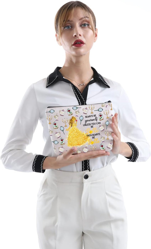 Beauty Movie Makeup Bag Fans Gift Princess Birthday Gift Fairy Tales Cosmetic Bag (ALWAYS BE Bellee)...