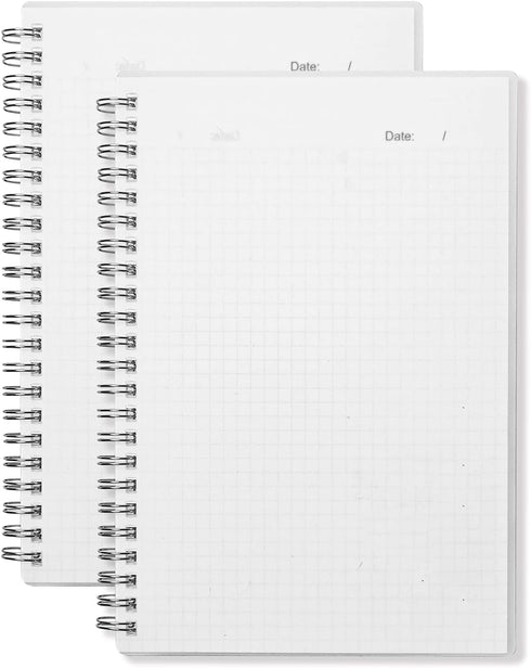 MEMX Graph Ruled Spiral Notebook, 5.8 x 8.3 Inches A5, Square 5mm Grid Paper Journals with Plastic Hardcover, 140-Pages 70-Sheets Per Pack (Pack o...