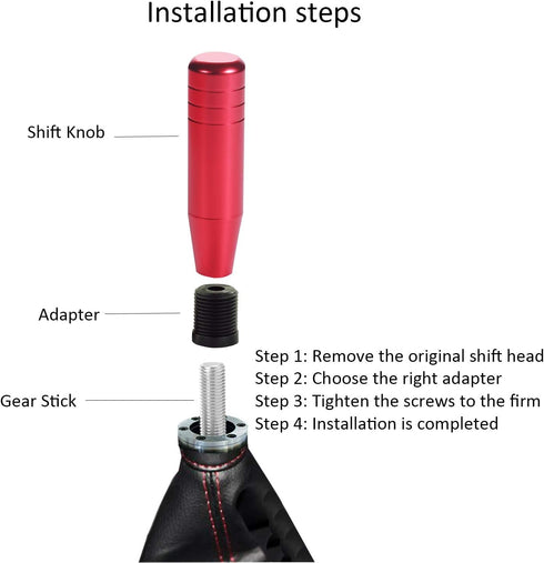Metal Alloy Weighted Gear Stick Long Shift Handle Extension Shifter Knob Fit Most Manual Automatic Car Truck SUV Vehicle (Red)...