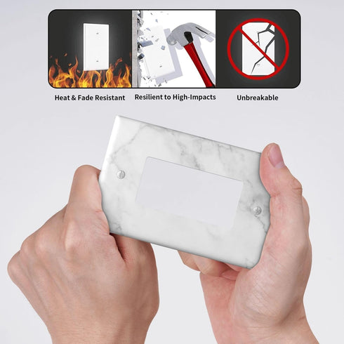 White Gray Marble Light Switch Plate Cover Single Rocker 1 Gang Wall Plates Decorative Lightswitch Electrical Outlet Faceplate for Bathroom Kitche...