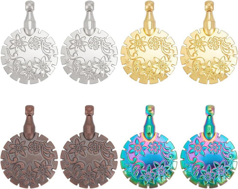 8Pcs Yarn Thread Cutter Pendants Round Portable Yarn Cutter Tool 4 Colors Metal Round Thread Cutter Pendant Thread Floss Cutting Tools for DIY Sew...