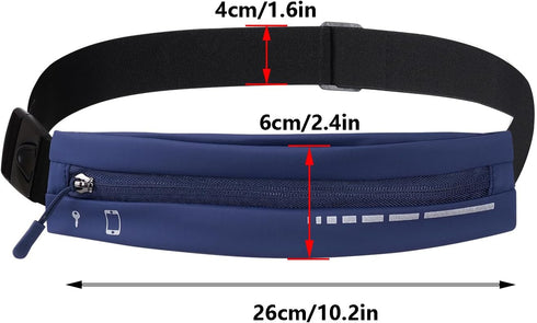 Slim Running Belt for Women Men Water Resiatant Runners Fanny Pack Adjustable Waist Pouch Reflective Phone holder Running Gear Accessories for Spo...