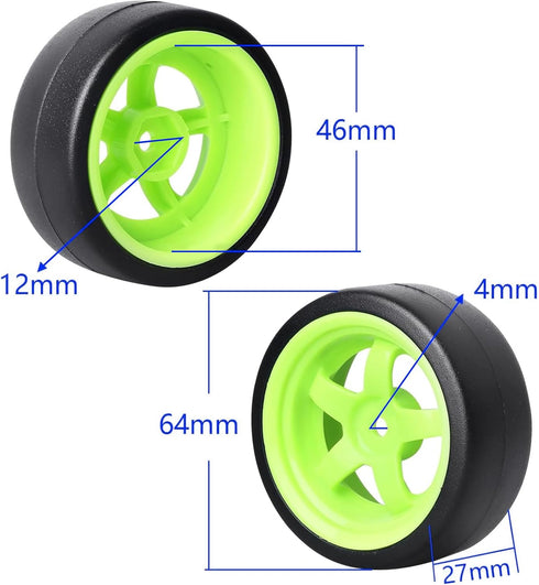 1/10 RC Drift Tires and Wheels 12mm Hex Hard Tyre for RC Drifting Car, Also Fit 1/12 1/14 1/16 Scale Models, Set of 4...