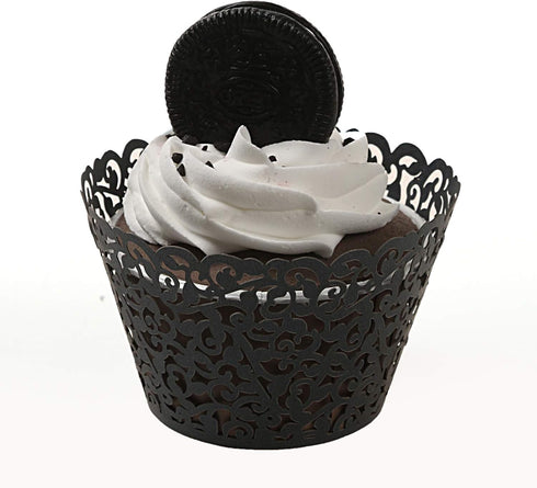 KPOSIYA Pack of 120 Cupcake Wrappers Artistic Bake Cake Paper Cups Vine Designed Laser Cut Cupcake Wraps Baking Cup Muffin Case Trays for Wedding ...
