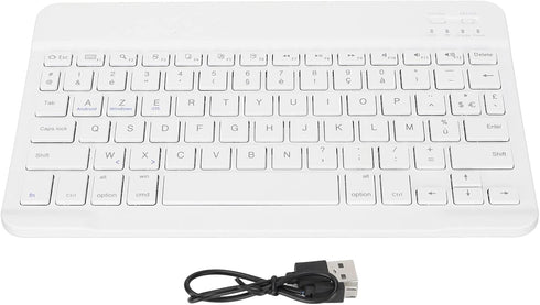 Sanpyl Keyboard, 10in Ultra Thin Bluetooth French AZERT Keyboard Scissor Slim Waterproof Multifunctional Keyboard for Tablet Phone Computer(White)...