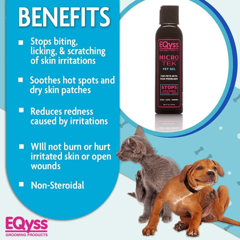 EQyss Micro-Tek Leave-On Pet Gel - Soothe Dry Irritated Skin on Contact, Stops Itching, Scratching, Biting, Licking Hot Spots - for Cats & Dogs (4...
