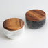 Salt Box Salt cellar with spoon Black Marble Base Natural Acacia Top Decorative Boxes Spice Seasonings Keeper Salt Container Elegant Design Salt C...