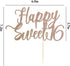 Happy Sweet 16 Cake Topper -Cheers to 16 Year - Happy 16th Birthday Cake Topper- Sweet Sixteen /16th Wedding Anniversary Party Decoration (Rose Go...