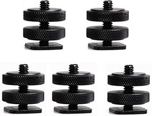Fotasy 5 Packs Hot Shoe to 1/4 Adapter, Black, Portable Electronic Device Mount, Compatible with Canon, Nikon, Sony, Fujifilm DSLR Cameras...