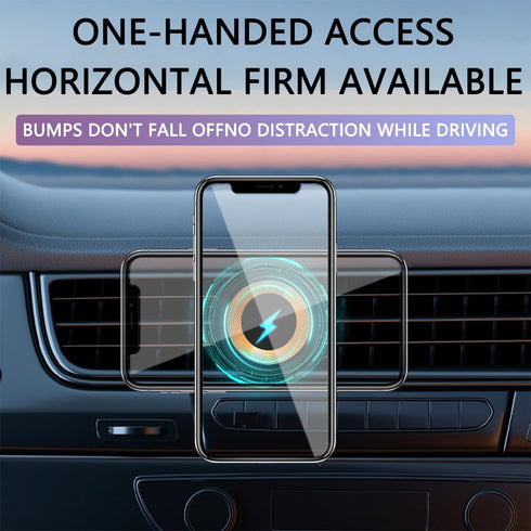Car Mount Charger, Magnetic Wireless Auto Charger Quick Charge, Dashboard Windshield Phone Holder with Flexible Arm Suction Cup, 15W Quick Chargin...