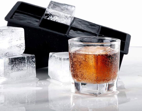 Froz Silicone Ice Cube Trays 2 Pack - Makes 8 Big 2 Inch Square Ice Cubes for Whiskey and Cocktails - Large King Size Mold for Freezer...
