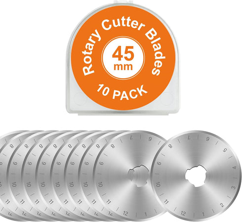 10 Packs 45mm Rotary Cutter Blades 45mm Quilting supplies Rotary Cutter Blades for fabric by SSPONT, compatible with OLFA,Fiskars,Mr.Pen,DAFA,True...