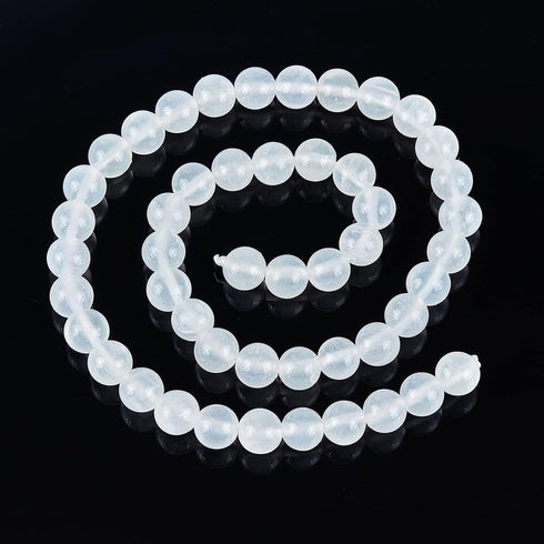 CHGCRAFT 8mm 49Pcs Natural Selenite Beads Stands Round Loose Beads Necklace Bead Loop for Jewelry Making, 1Strand 15.7inch, White...