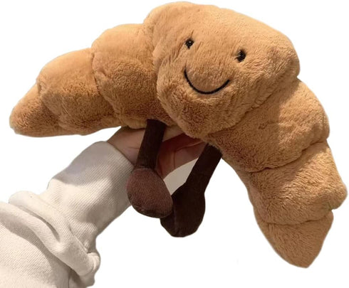WeightedPlush 9" Croissant Plush Cute Smile Croissant Bread Pillow Stuffed Animals Funny Soft Food Plushies Toy for Gifts for Kids Birthday...