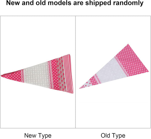 FTVOGUE 50 Piece Clear Cone-Shaped Treat Popcorn Bags Treat Bags Cellophane Candy Bags with Twist Ties(Pink)...