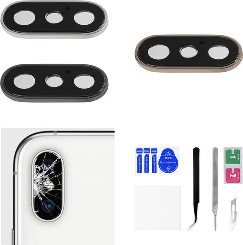 3 Sets for iPhone Xs MAX/XS HD Tempered Camera Lens Cover Replacement for iPhone Xs Space Gray Silver Gold with Metal Frame Rear Camera Lens for i...