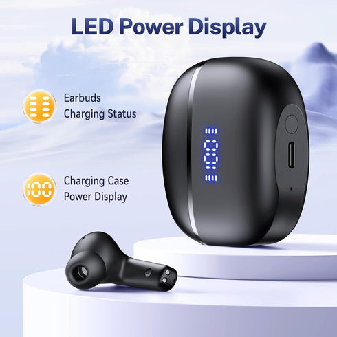 GNMN Wireless Earbuds Bluetooth Headphones Deep Bass Stereo Sound Ear Buds Waterproof Earphones 68Hrs Playback with Wireless Charging Case & Mic f...